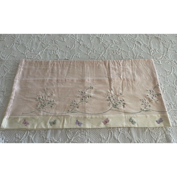 Kids Line Luxury Embroidered Valance Flowers Butterfly Pink Nursery Girls 60x15 - Picture 9 of 14